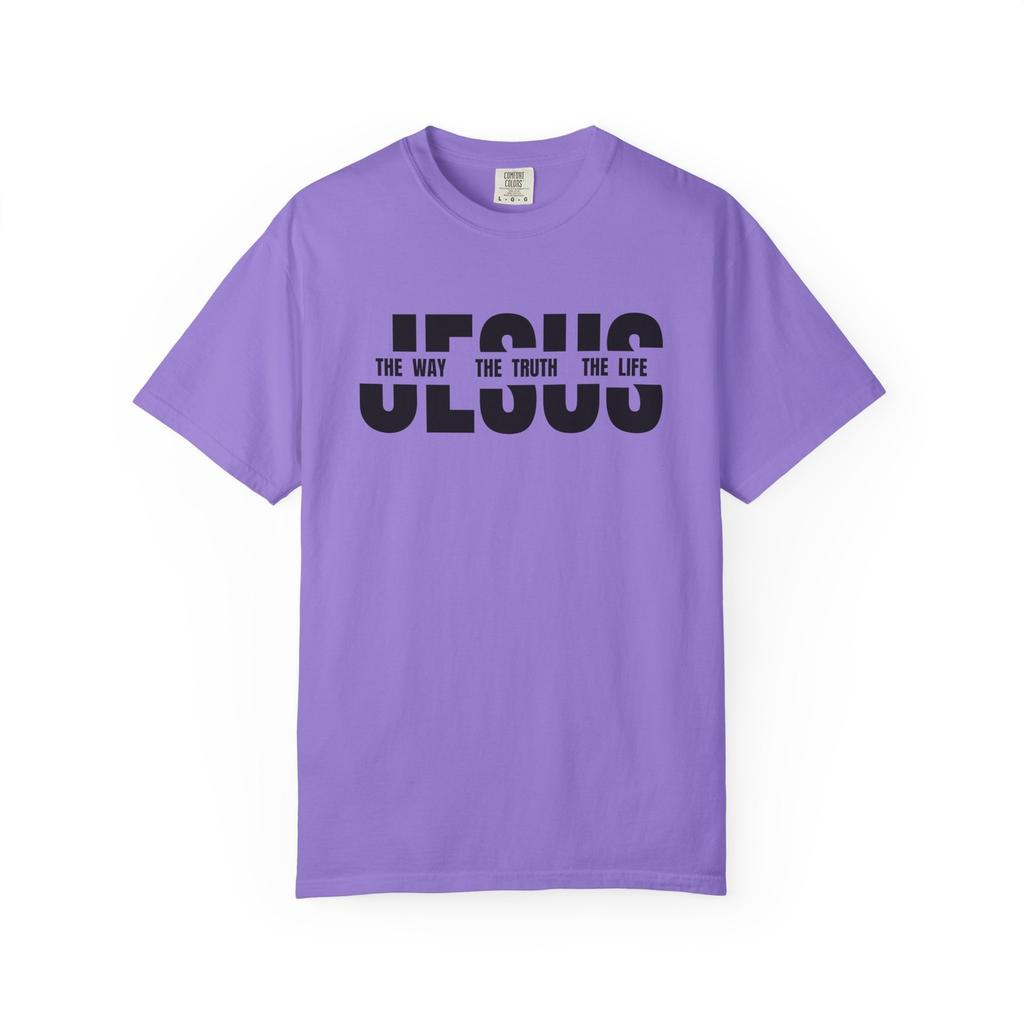 Unisex Shirt Cotton Oversize Large Size Christian Jesus Way Truth Life Unisex Garment-Dyed T-shirt Tee Apparel Christian
