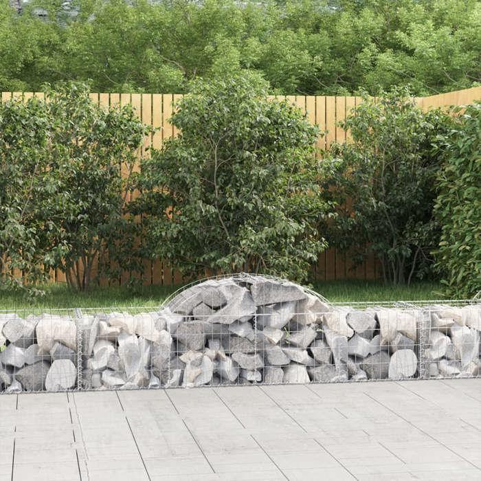 VidaXL Paniers à gabions arqués 13 pcs 200x50x40/60 cm fer galvanisé, gabion, cage de gabion, panier de mur de gabion, mur 3146268