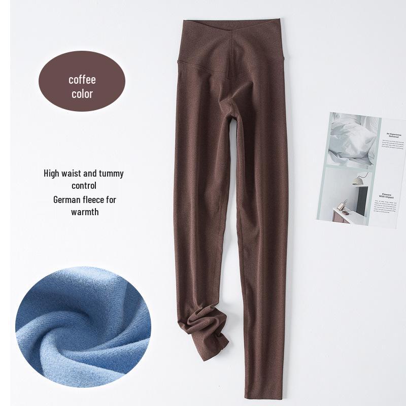Women's Plus Size High Waist Elastic Control Fleece-Lined Autumn Winter Warm Seamless Leggings