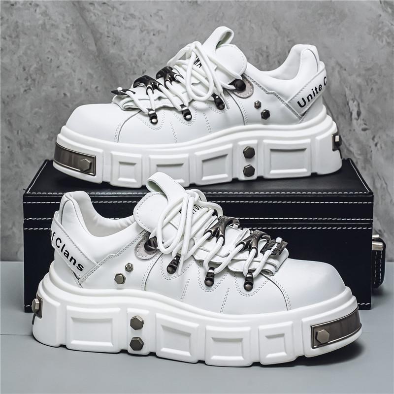 Men's Metal Trend Platform Rivet Punk Skateboard Shoes Outdoor Non Slip Casual Lace Up Sports Shoes