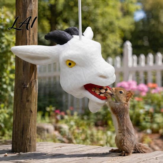 Hamster Hedgehog Guinea Pig Feeder Sheep Head Squirrel Feeder Weather Resist Outside Hanging Ornament Durable Plastic Station with Rope Wildlife