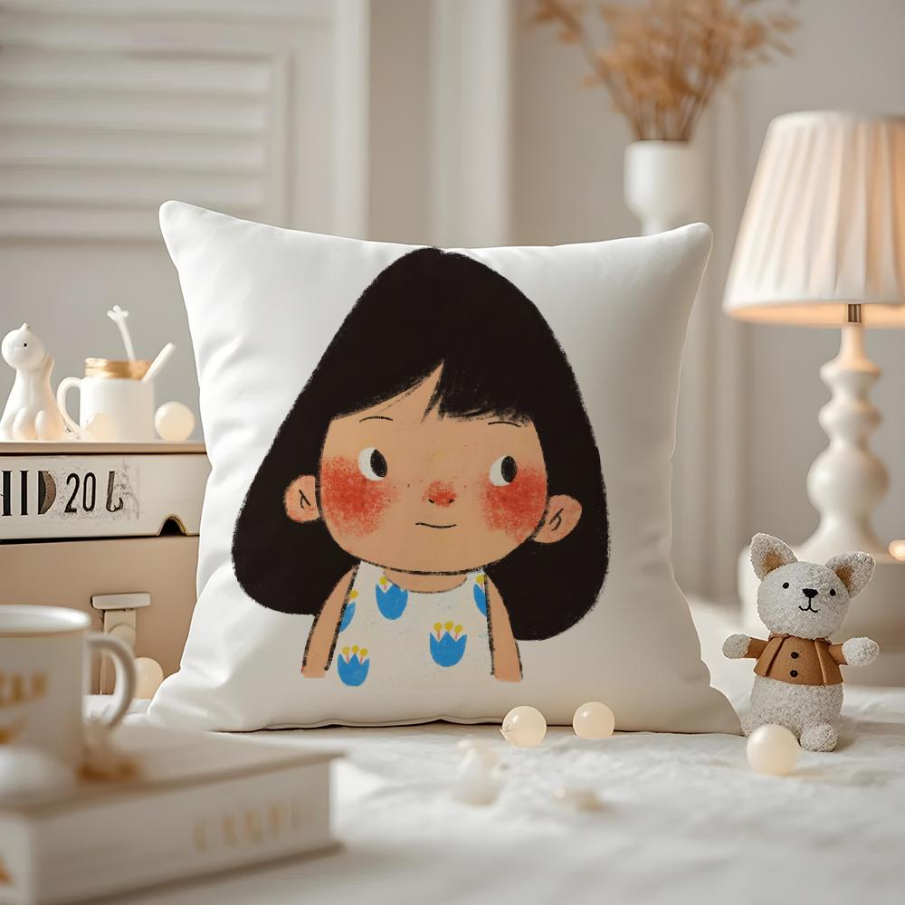 Illustrations Of Everyday Life Cushion Cover Pattern Printed Pillowcase For Living Room Sofa Cushion Cover & Bedroom Decor