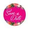 Darling Souvenir White Round 45 Pcs Chrysanthemum Floral Border Save The Date Mini Stickers-1.6 Inches