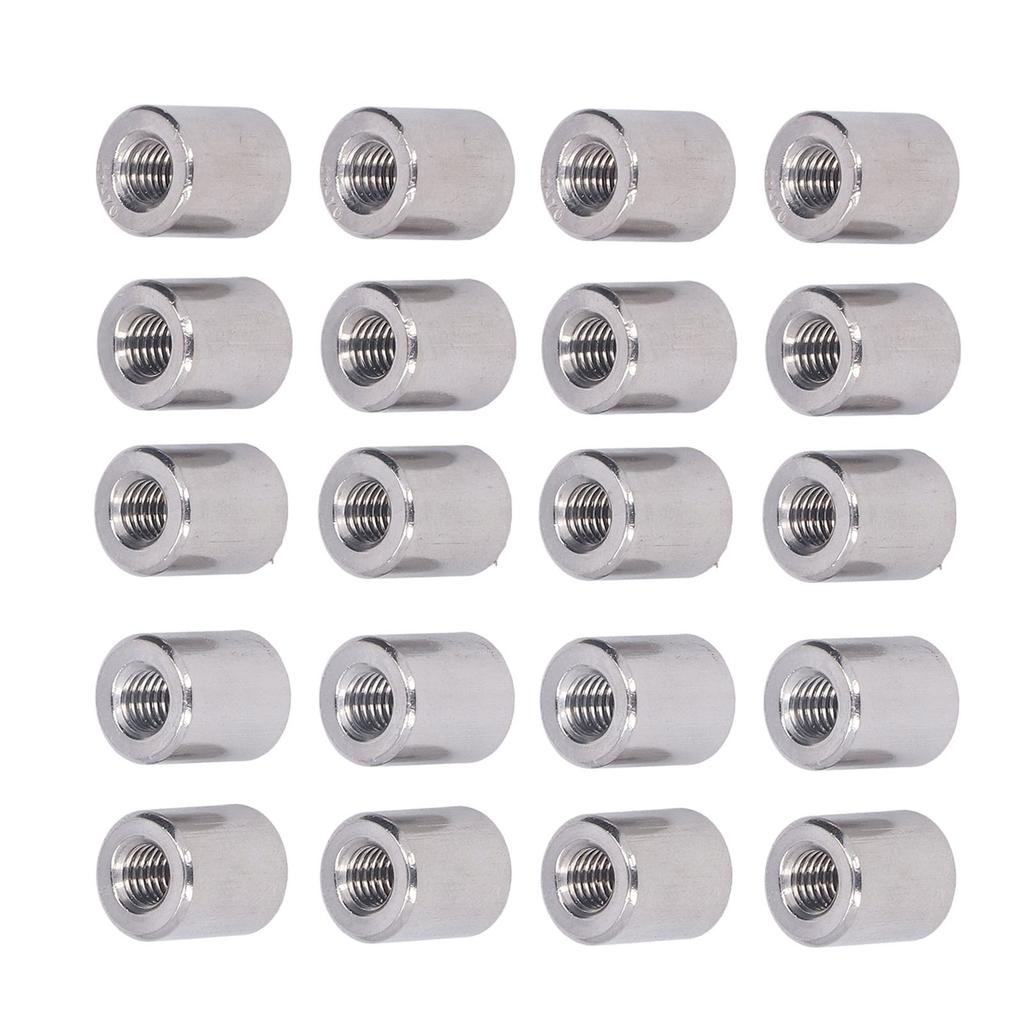 20 STÜCKE Zylindrische Verbindungsmuttern 304 Edelstahl M6 Innengewinde Runde Verbindungsmuttern