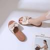 Brand broken size slippers women's bow flat bottom 2025 soft bottom non-slip beef tendon fashion maternity summer sandals