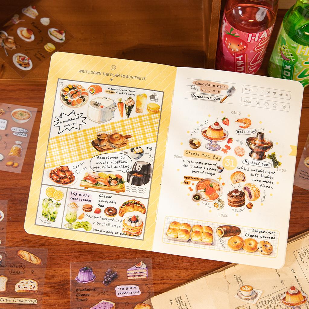 20sheets Kawaii Japanese Cuisine Style Die Cut Sticker Book DIY Diary Phone Case Scrapbook Cute Stationery Stickers