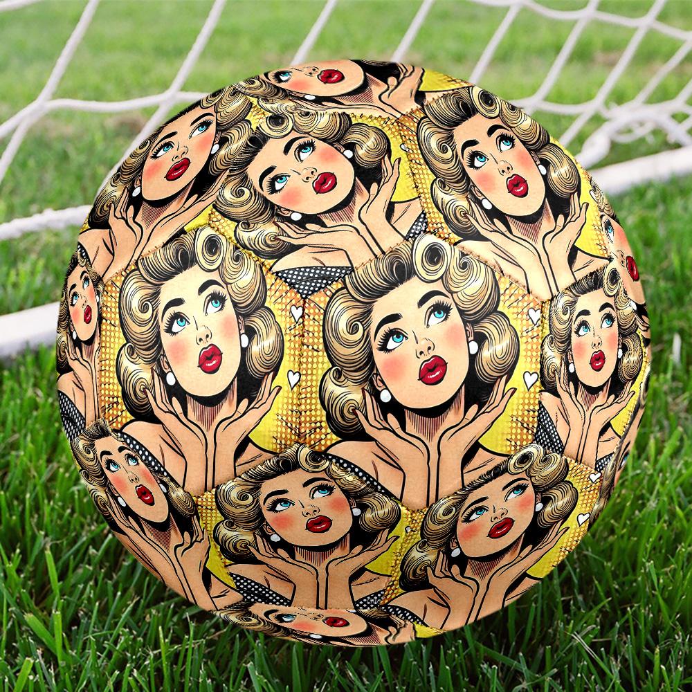 Marilyn Monroe Print Size 5 Soccer Ball, Standard Match Football for Sports Game and Team Practice, Ideal Gift for Soccer Fans