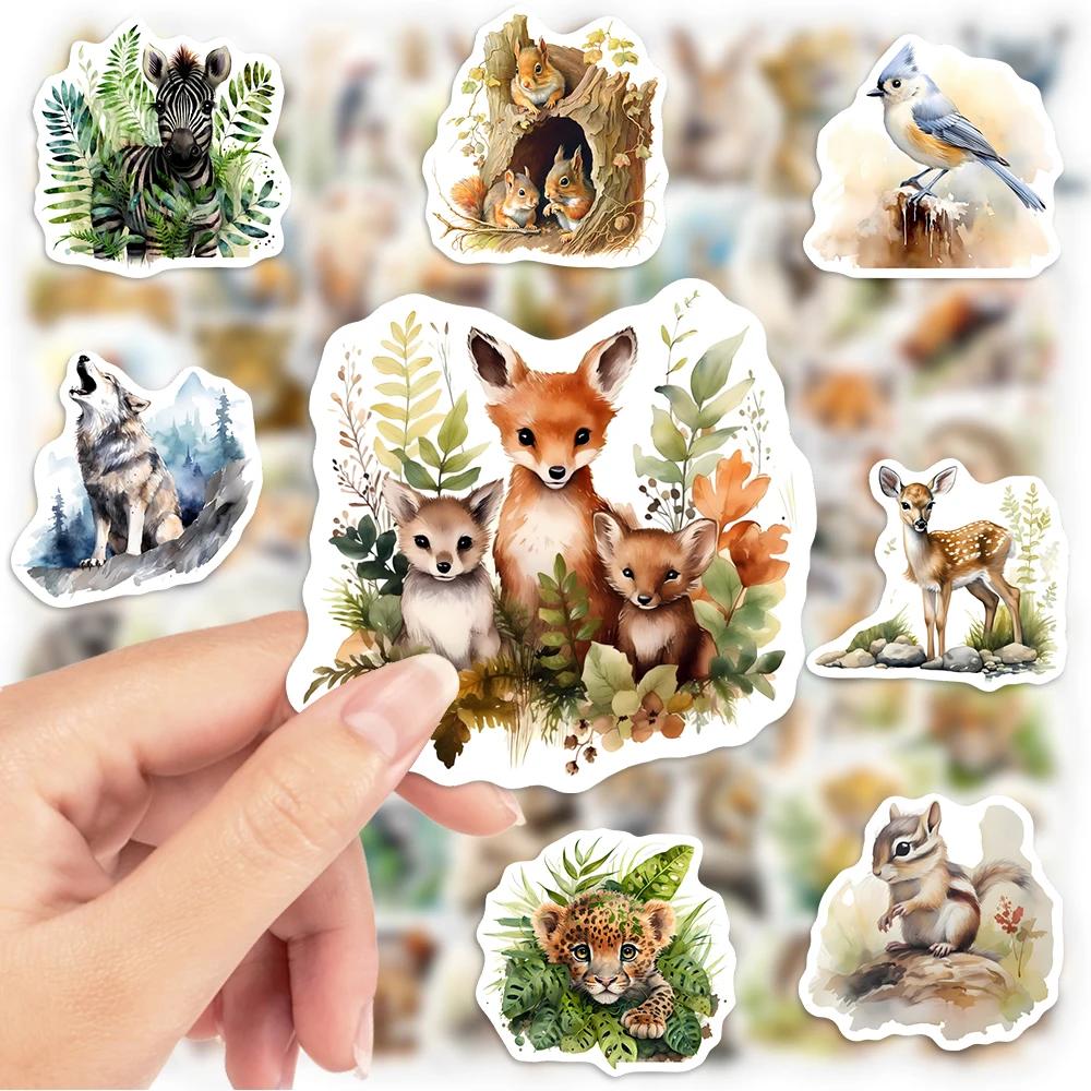 Aquarell Niedliche Waldtier-Aufkleber DIY Geschenkspielzeug Abziehbild für Laptop Scrapbook Dekorative Handyflaschen Gepäck Wasserdicht