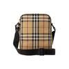 Burberry Borsa a Tracolla Regolabile con Zip, in Nylon a Quadri e Pelle di Vitello Decorata, Borsa a Spalla da Uomo, Classica-Beige 80732731