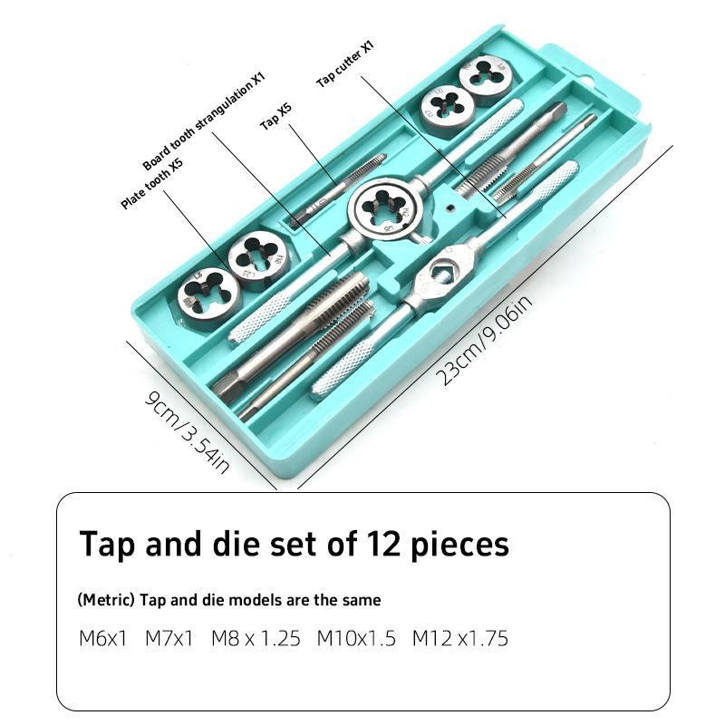 

12/20Pcs Multifunction Tap And Die Set M3-M12 Metric Screw Thread Plugs Hand Screw Taps Straight Taper Tapping And Thread Tools