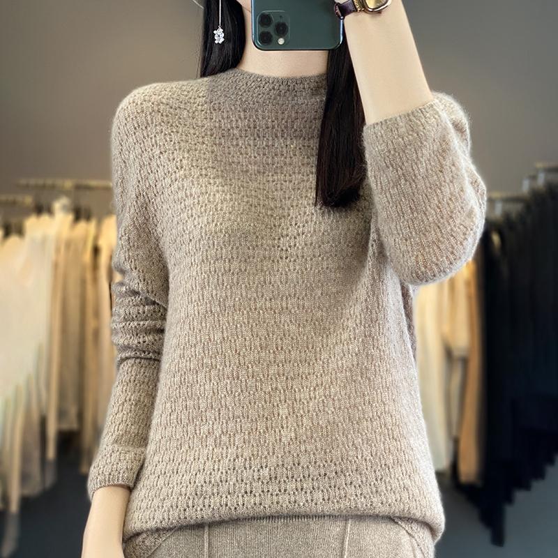 Women's Cashmere Sweater Qinghe Cashmere 30% Cashmere 70% Wool Women's Autumn and Winter Cashmere Pullover Soft and Warm
