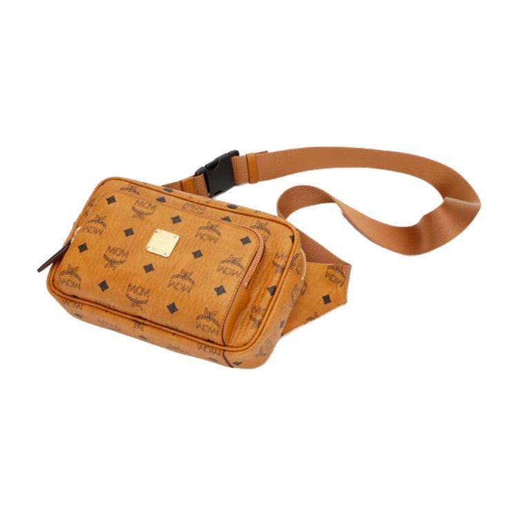 MCM Fursten Visetos Monogram Leather Shoulder Crossbody Waist Bag Men bags Brown Cognac MMZBSFI03CO001