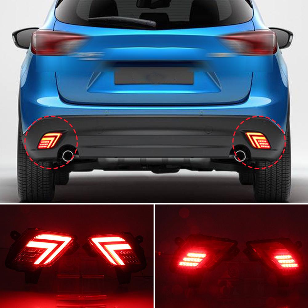 1 Pair Auto LED Rear Bumper Reflector Lights Driving Brake Warning Dynamic Turn Signal Lamps for Mazda CX5 CX-5 2012 - 2016 DC12V
