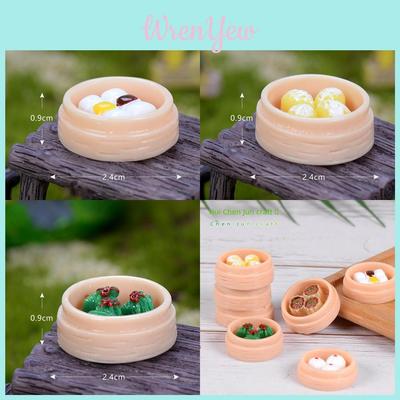 Miniature Resin Steamed Dumpling And Shaomai Food Figurines Cute Micro Landscape Decor