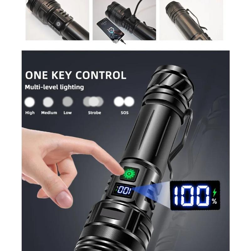 Rechargeable Flashlight Super Bright Portable Ultra Power Long Range Tactical Torch Lamp Outdoor Emergency Camping Lantern