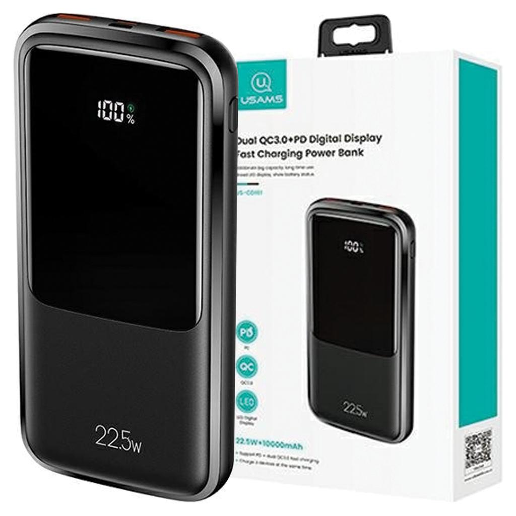 Usams Powerbank Pb58 10000Mah 22.5Wqc3.0+Pd Fast Charge Czarny/Black 10Kcd16101 (Us-Cd161)