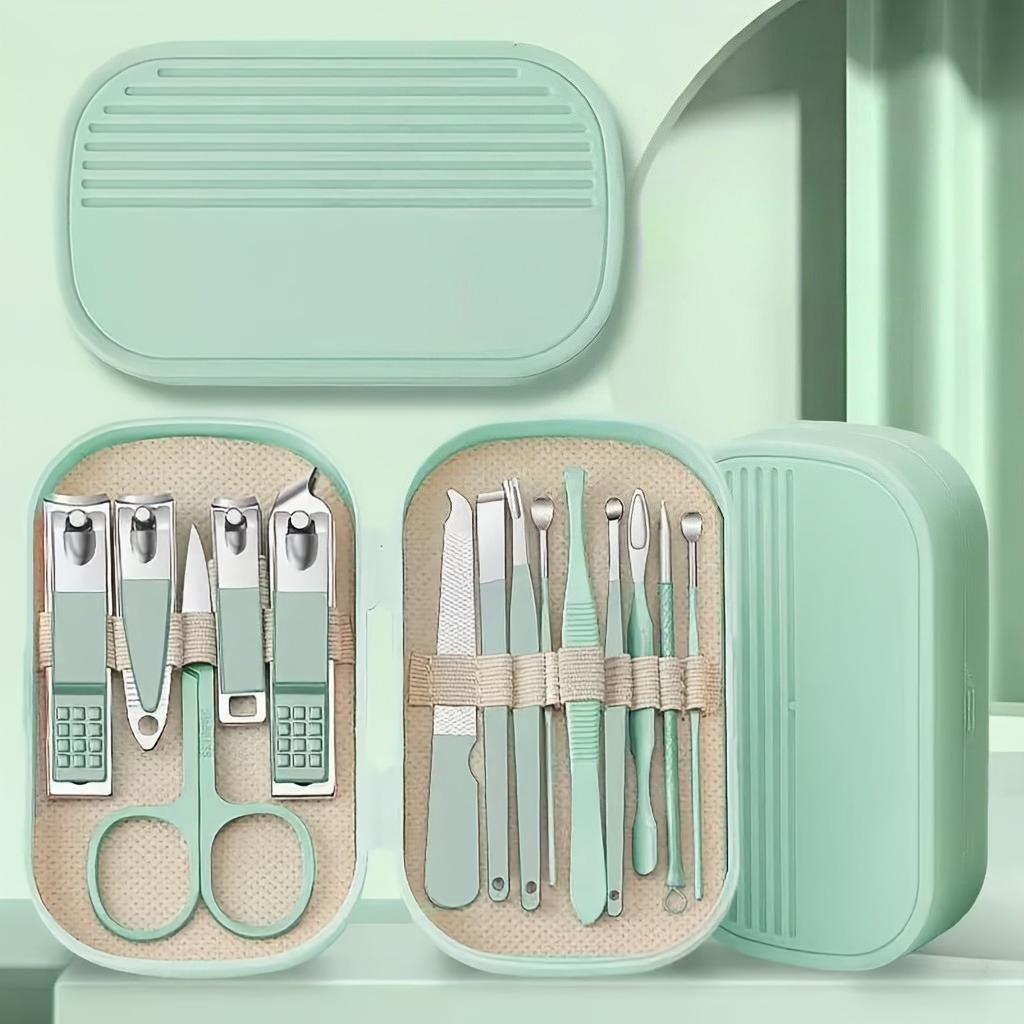 14 in 1 Manicure Pedicure Set, Stainless Steel Nail Care Kit with Modern Concave Nail Clippers, Portable Case for Men Women