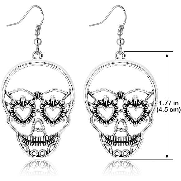 Готические серьги-гвоздики в виде скелета и черепа для мужчин и женщин, Панк-готический стиль, Полые серьги-кольца с изображением лица черепа, Хэллоуинские украшения, Вечеринка, Косплей