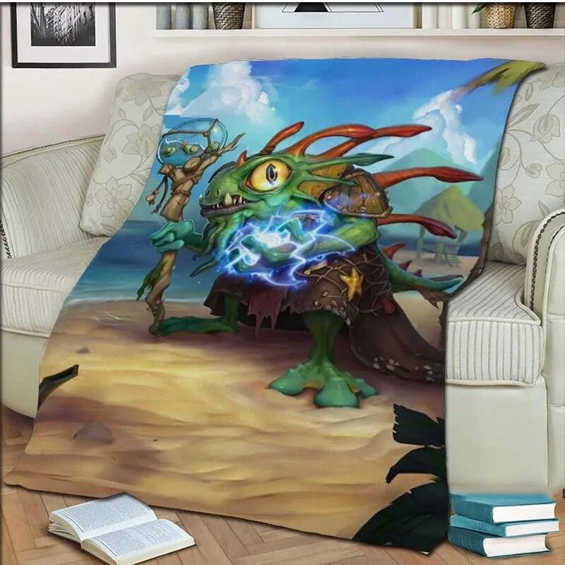 Game Hearthstone 3D tištěná umělecká fleecová přikrývka do postele Turistika Piknik Hrubá přikrývka přes postel Fleecová přikrývka