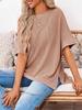 Womens Ribbed Batwing T Shirt Short Sleeve Loose Fit Summer Tunic Top
