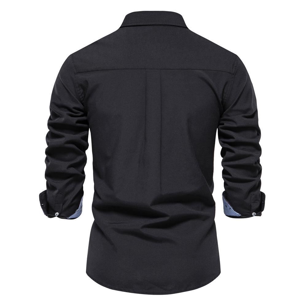 Autumn Slim Fit Shirt Men's Casual Versatile Fashion Solid Color Long Sleeved Top Men's Clothing