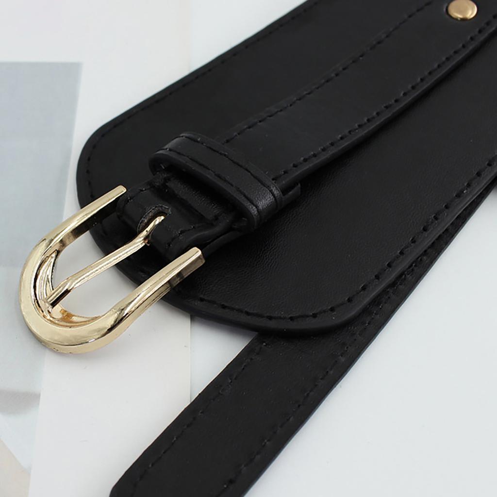 Vintage Elastics Wide Belt Women Fashionable Waist Cincher PU Leather Belt for Party and Daily Wear