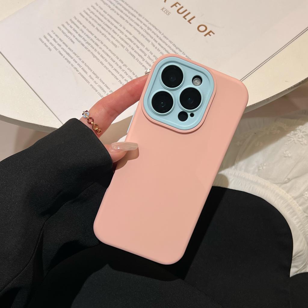 Large Window Hit Color Lens Protect Case for iPhone 17 Air 16 15 14 Plus 13 12 11 Pro Max Silicone Soft Matte Phone Cover
