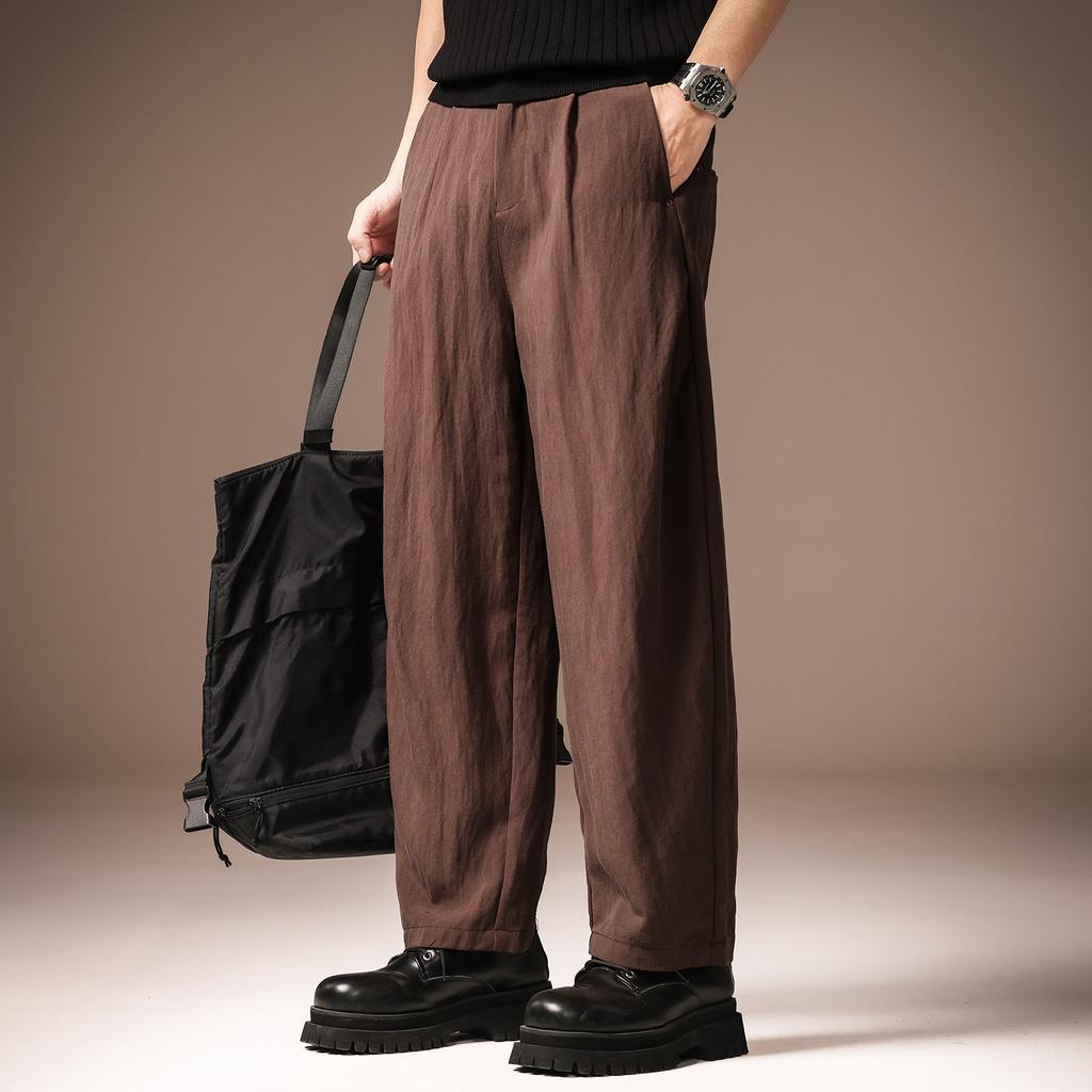 High-end Lyocell Linen-blend Texture Casual Pants Men's Summer Thin Versatile Loose Drape Straight Trousers