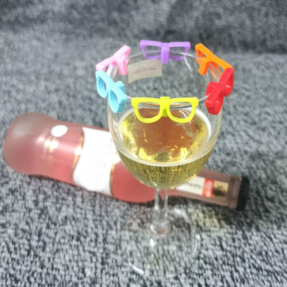6pcs Silicone Silicone Wine Glass Drink Markers Glasses Funny Hawaiian Glasses  Party