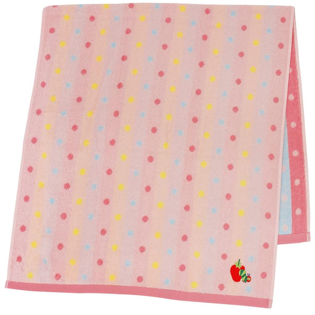 Hayashi Bath Approximately 60 x 120 Very Hungry Organic Cotton Candy Dot BM434502 Towel, cm, "The Caterpillar" Pink,