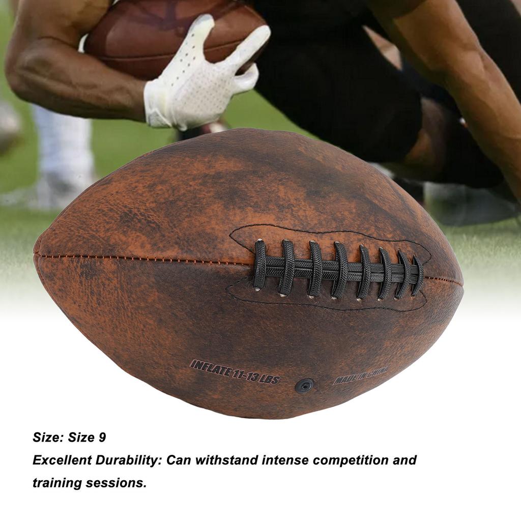 Trainingsfußball, Größe 9, Rugbyball, PU, komfortabler Griff, Vintage-Design, langlebiger Sportfußball für Spiele