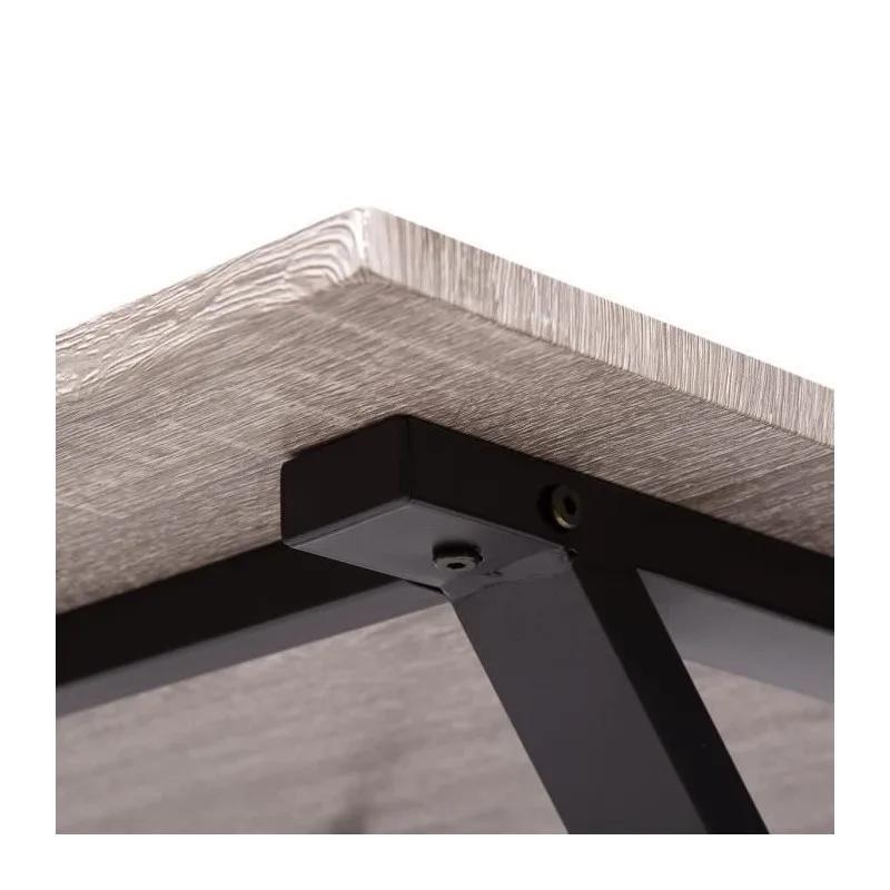 Country Table + 4 Chaise - En Mdf Finition Pvc - Couleur Gris Et Noir Ht20c205