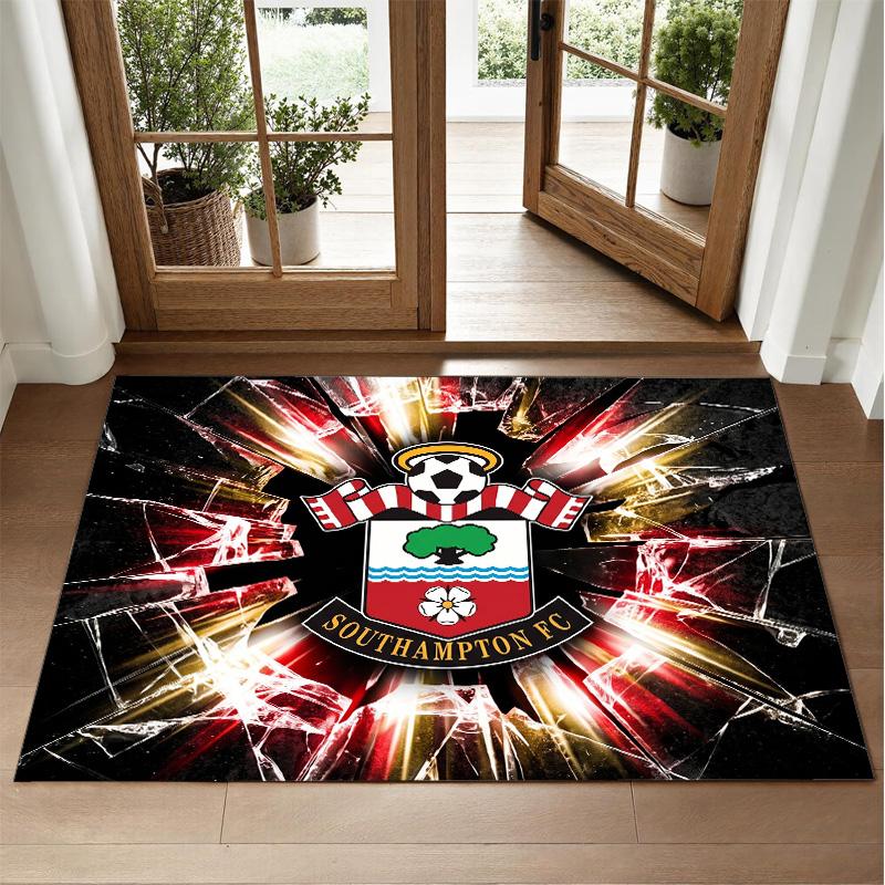 Southampton Football Design Crystal Velvet Rug Soft Decorative Mat for Bedroom Entrance