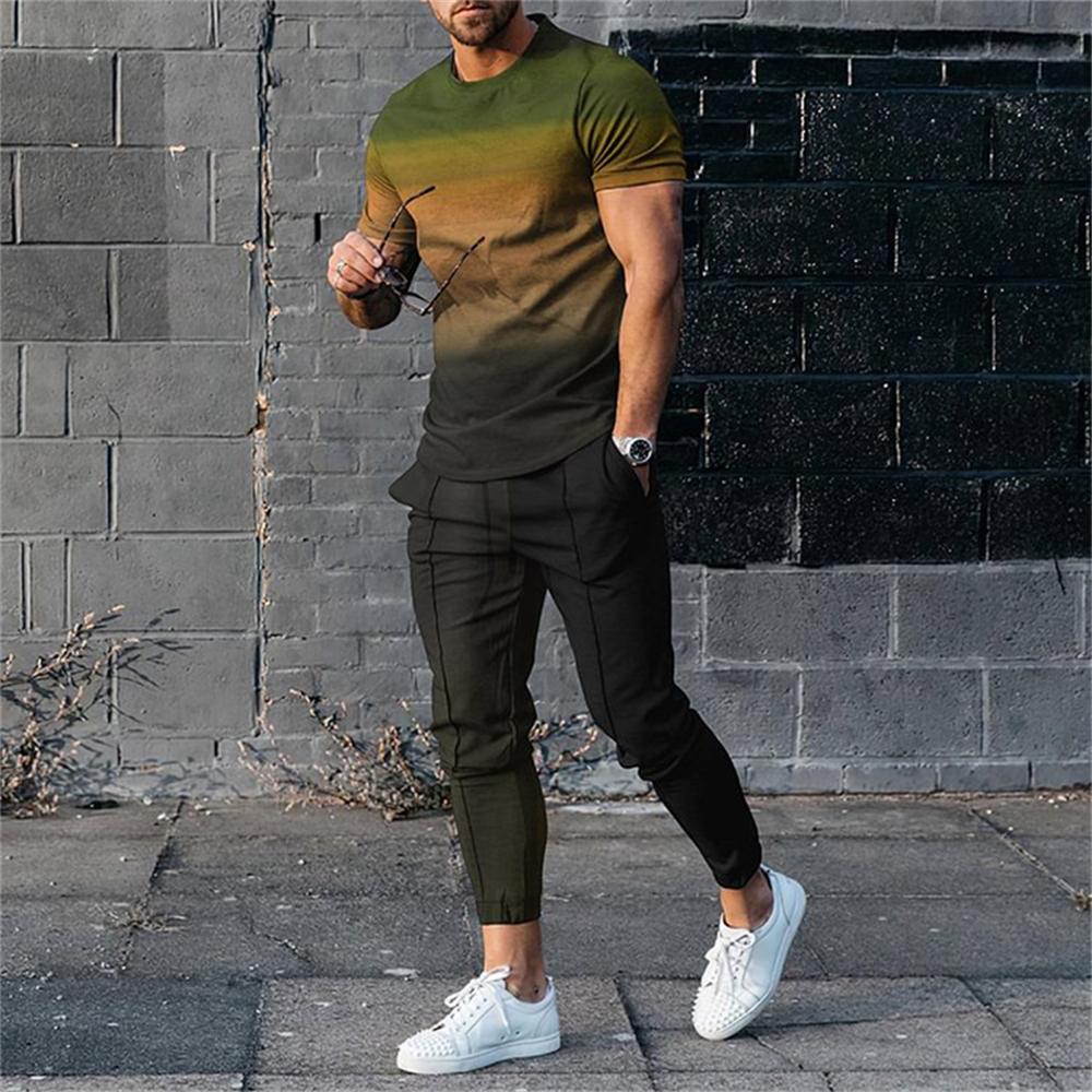Set Estivi Uomo Tuta T-shirt Pantaloni Completi 2 Pezzi Moda Pantaloni Casual Oversize Abbigliamento Uomo Abbigliamento Sportivo Jogging