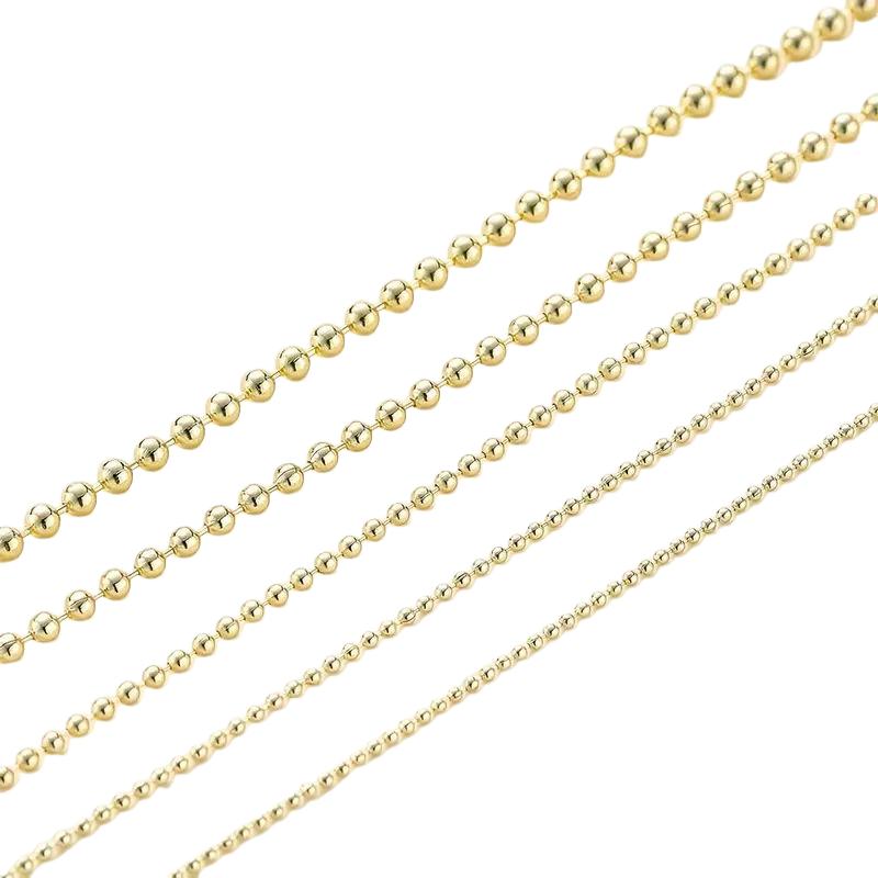 50pcs Ball Bead Chain 2.4mm Golden Bead Metal Chain With Connectors, Bulk Beaded Necklace Chains For Dog Tag DIY Crafts And Jewelry Making, golden diy