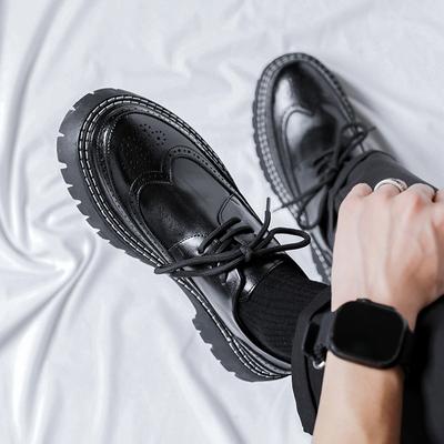 Mode Britischer Stil Plateauschuhe Schwarz Vintage Schuhe Herren Arbeitskleidung und Schuhe mit großem Zeh Herren Rutschfeste Tragbare Schuhe Plateaus