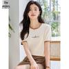 Women's Color Block Letter Print Short Sleeve T-Shirt T143T1386