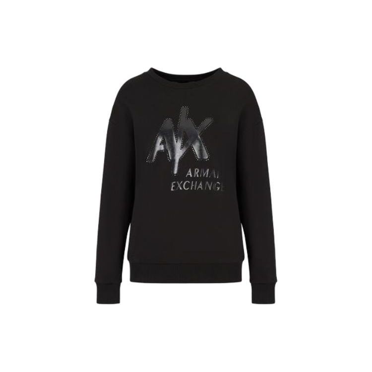 Emporio Armani Round Neck Straight Fit Casual Long Sleeve Sweatshirt Women sweatshirt Black 3RYM44Y-JCZZ1-1200 S