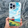 Sea Blue Sky Beach Rail Car Laser Phone Case For iPhone 16 11 12 13 Pro Max Mini 15 14 Pro Max Plus Shockproof Back Cover Fundas