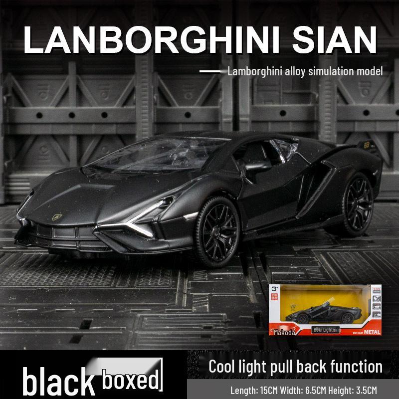 

Ма Ке Да 666986 Lamborghini Sian Lightning Модель машины из сплава: Детская гоночная инерционная игрушка. чёрный