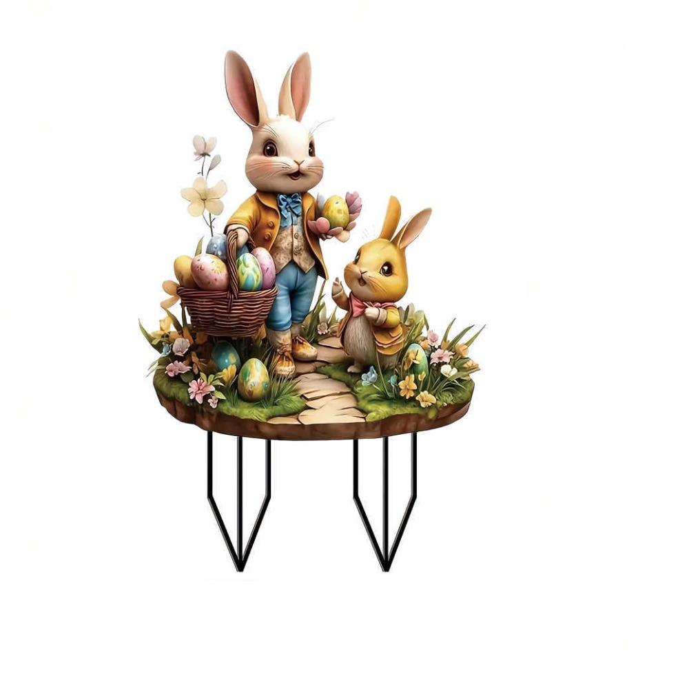 Artificial Easter Eggs Bunny Decoration Cute Garden Floor Plugs Rabbit Statue Stake  Prop