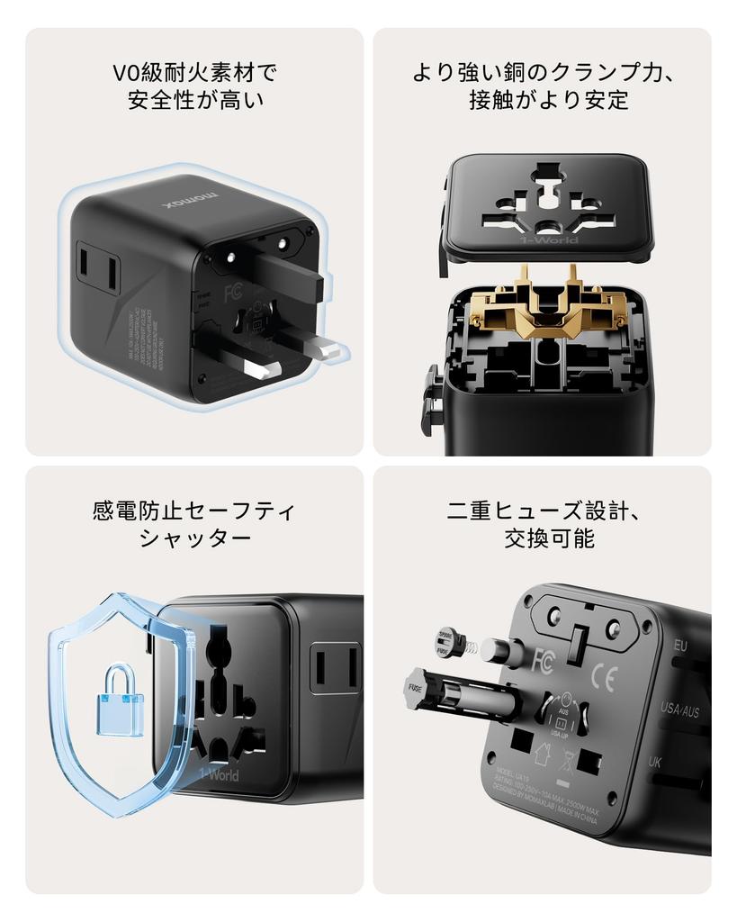 MOMAX Conversion Overseas 2 AC Overseas Conversion For Overseas Conversion Outlet Power Conversion Compatible with All Compatible with Countries such