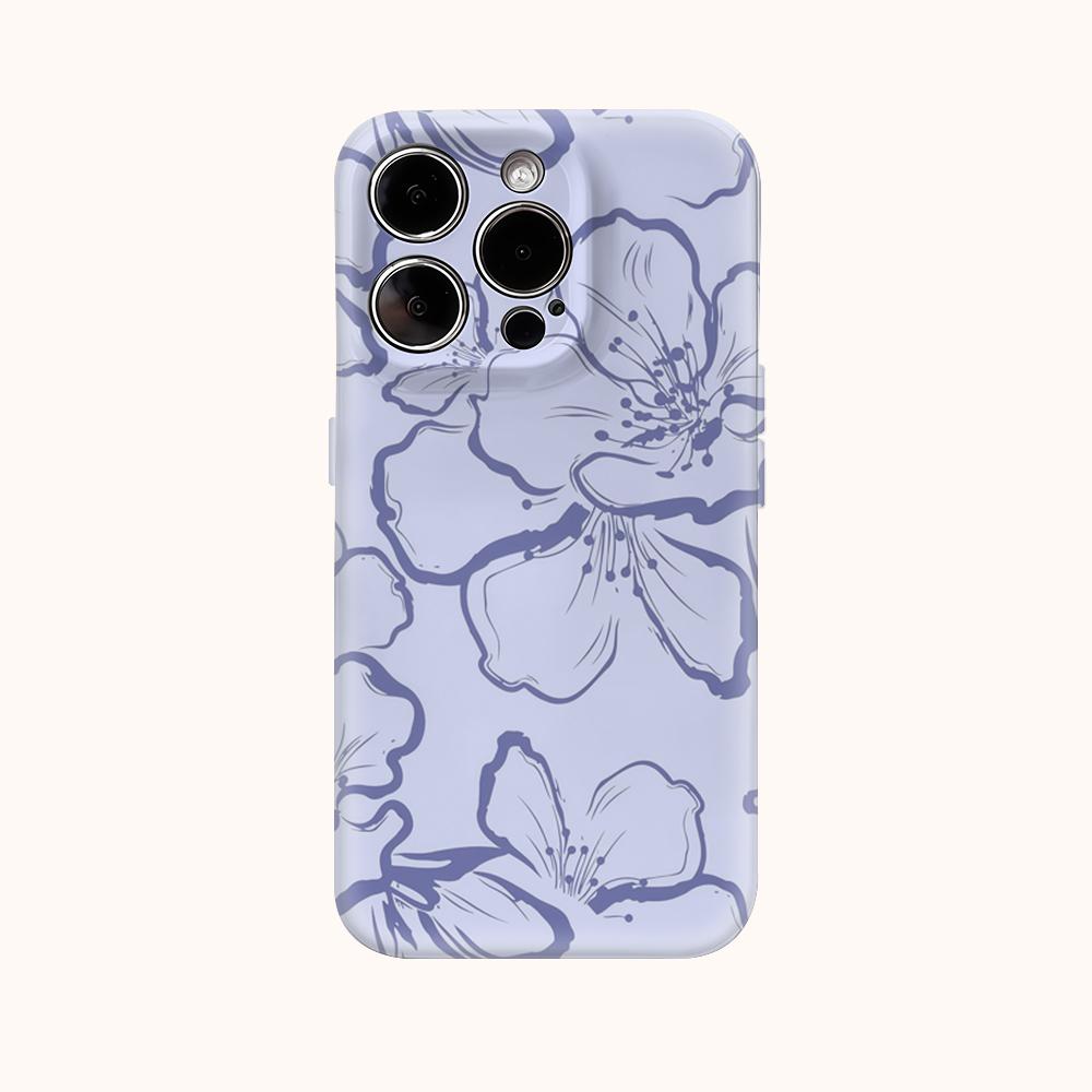 Purple Flower Pattern Phone Case for IPhone 16 15 14 13 12 11 X XS XR XSMAX 7 8 Pro Max Plus Double-layer Back Cover