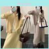 Chinese Style Knit Dress Set With Mesh Fabric For Autumn Winter Casual Wear