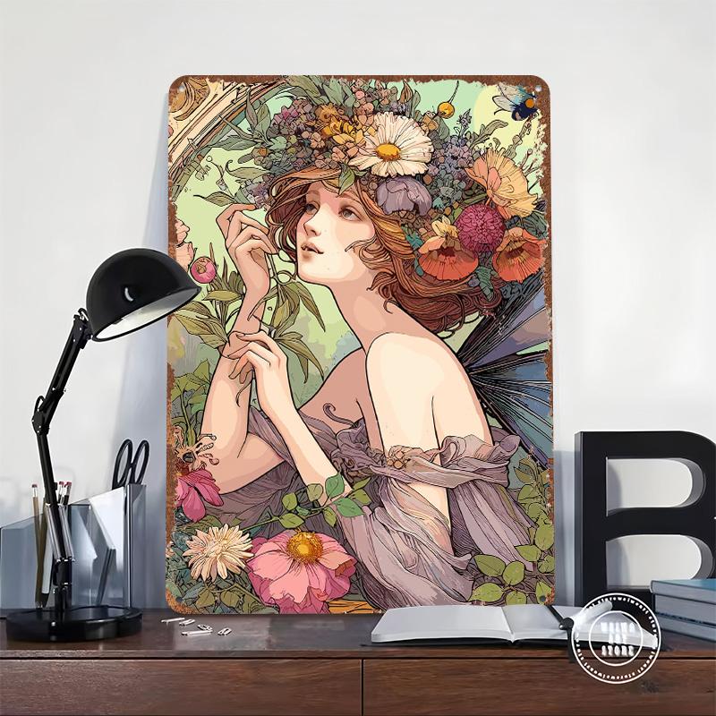 Pixies Garden Fantasy Printed Poster Customized Wall Art Retro Vintage Metal Tin Signs for Interior Decoration Living Room Decor