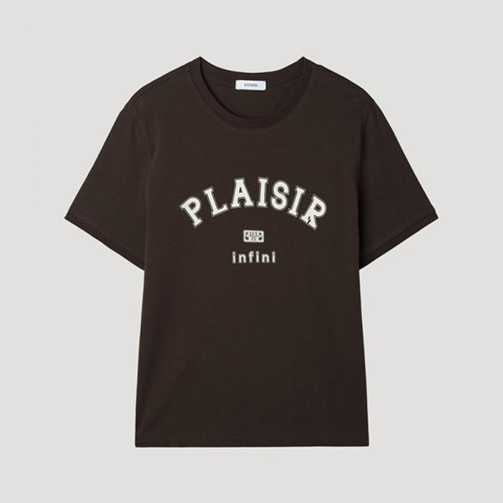 

[shs Miss] CoTTon LeTTering ShorT Sleeve T shirT swjTsp22040 Br Braun/55