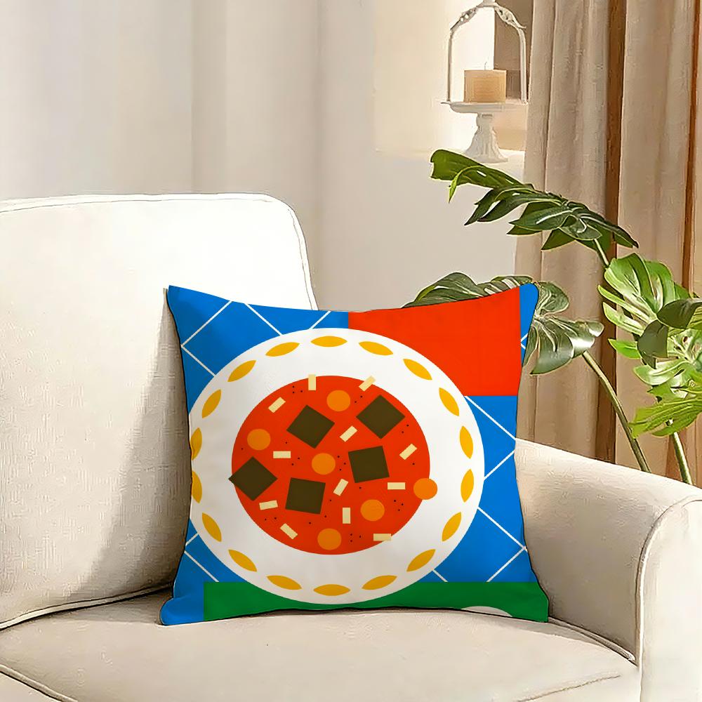 food illustration Cushion Cover Reversible Plush Pillow Cover Soft Fluffy Home Decor for Sofa Bedroom