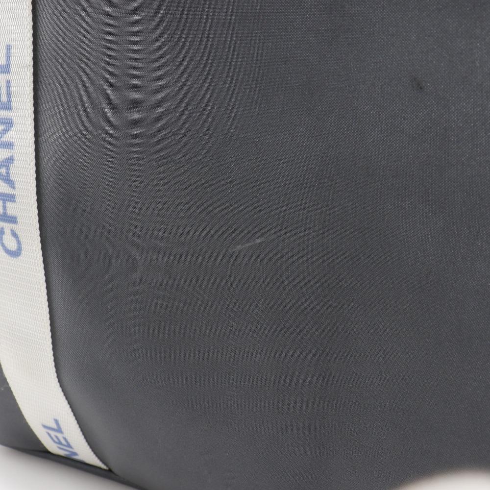 Chanel Logo Tote Bag Sports Line Gray Nylon Women Used