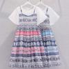 Girls Summer Fashion Fake Two Piece Strap Dress Middle Big Kids Princess Chic Dress