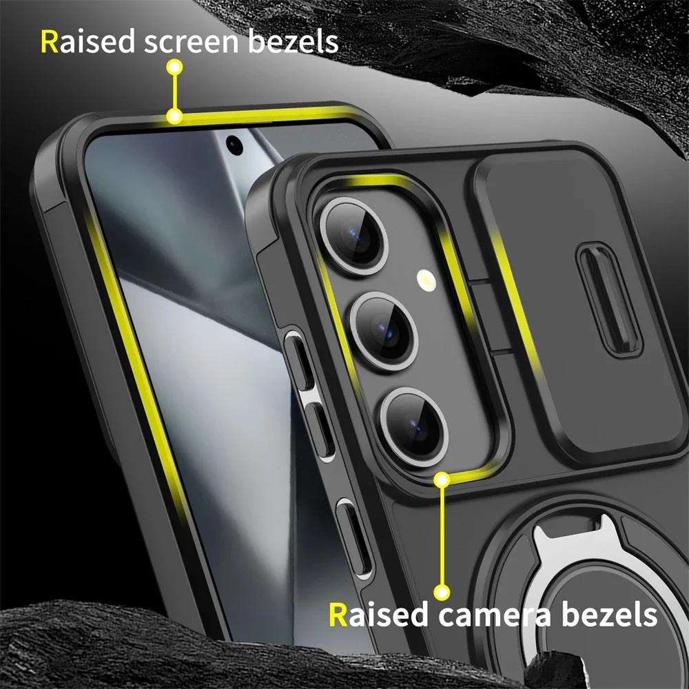 Magnetic Holder Phone Case for Samsung A17 A07 A16 A06 A55 A35 A25 A15 A54 A14 A23 A13 5G 4G A03S Slide Camera Protection Cover